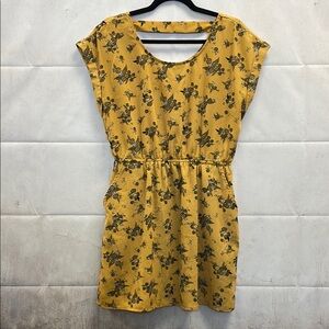 Hippie Rose, Yellow & Black, Dolman Sleeve, Floral, Mini Dress, (L)